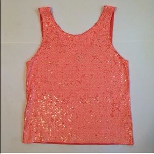 J. Crew Coral Sequin Tank Top Cami Sleeveless 400
